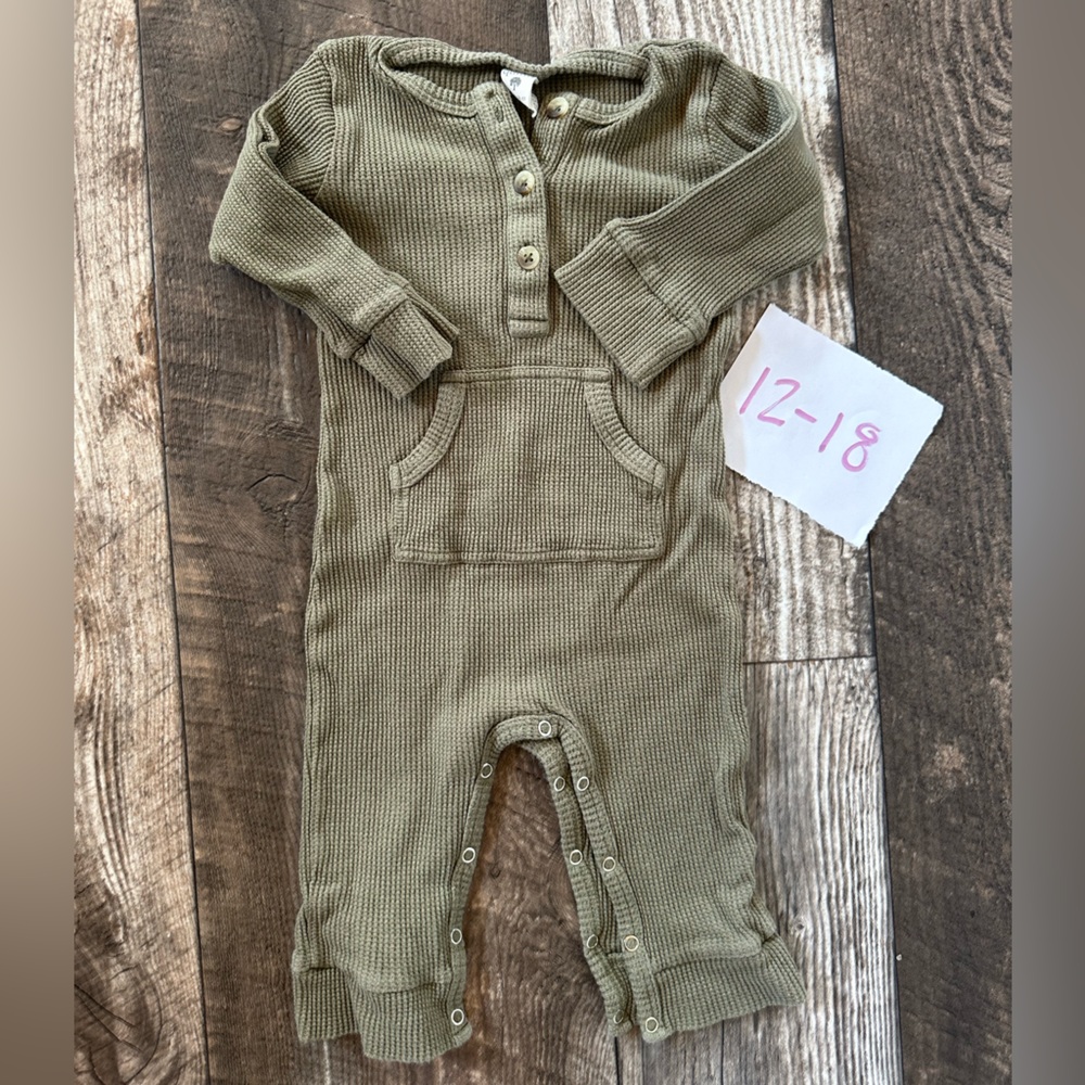Kate Quinn Olive Green Waffle Jumpsuit